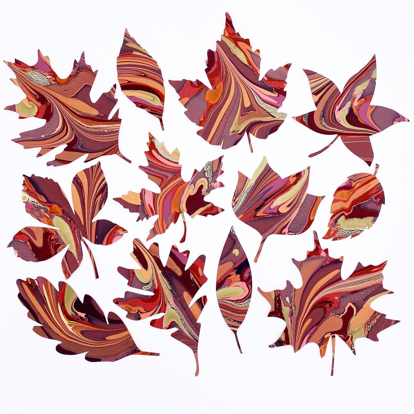 READY TO SHIP! Marbled Leaf Set