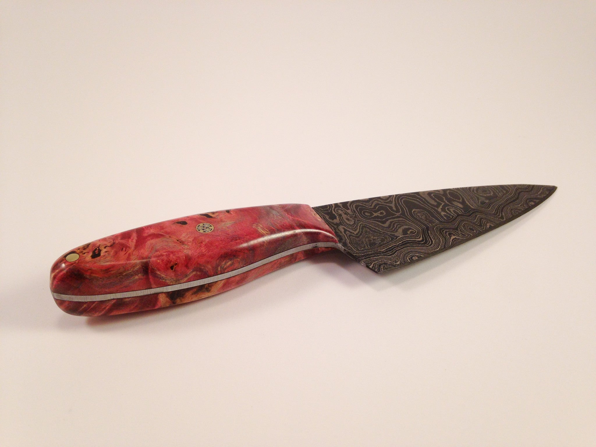 Red Sugar Maple Damascus Knife - No One Alike