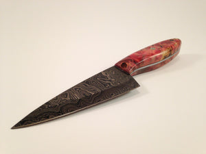 Red Sugar Maple Damascus Knife - No One Alike