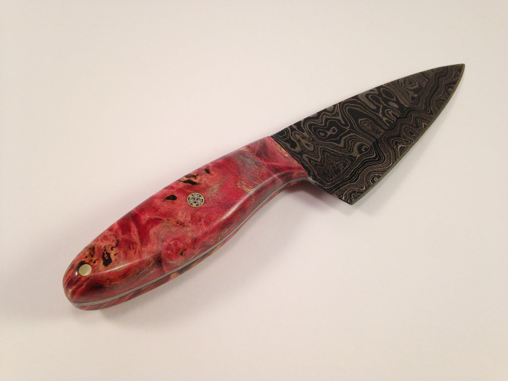 Red Sugar Maple Damascus Knife - No One Alike