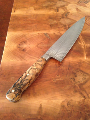Stainless Damascus with Spalted Maple Knife - No One Alike