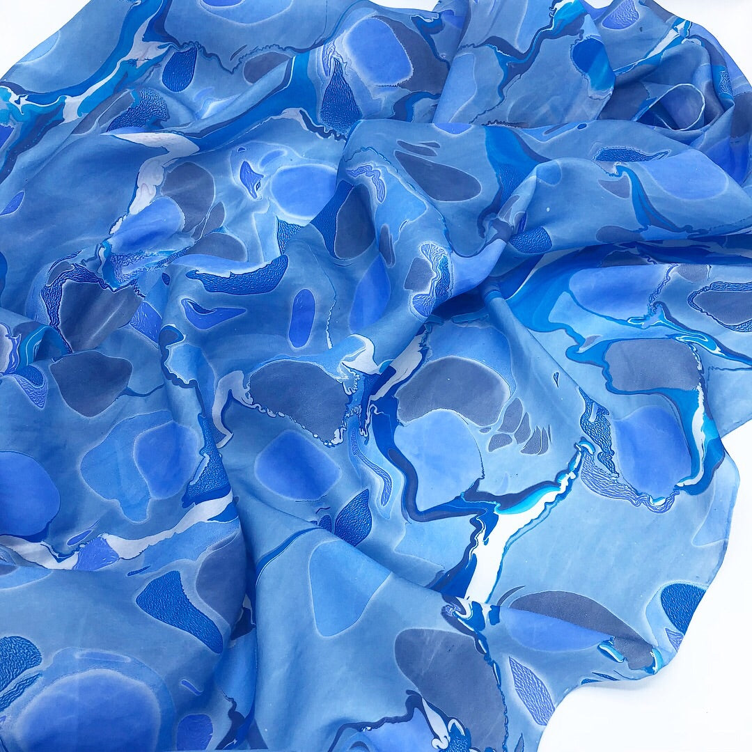 Manganese Blue Large Silk Wrap - No One Alike