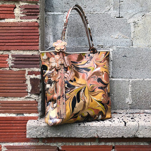 Sunny Large Leather Floral Tote - No One Alike