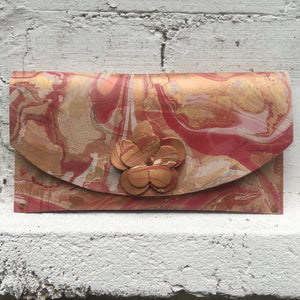 Coral and Copper Flower Clutch - No One Alike