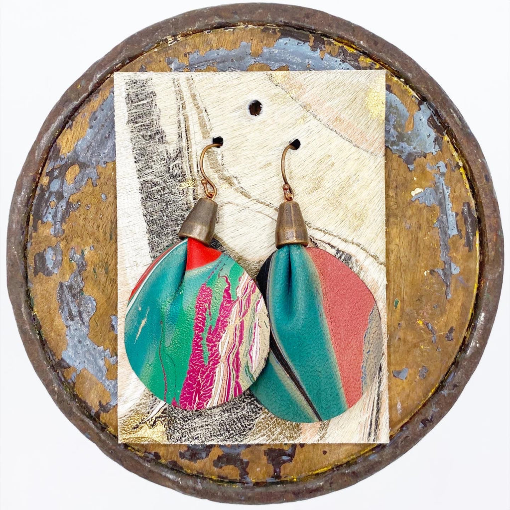 Teal Pop Gathered Earrings - No One Alike