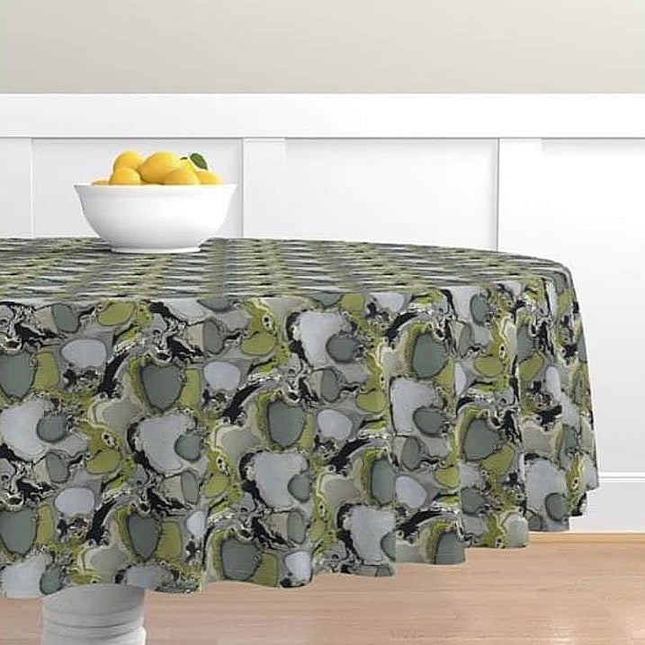 Silver Moss Round Tablecloth MADE TO ORDER