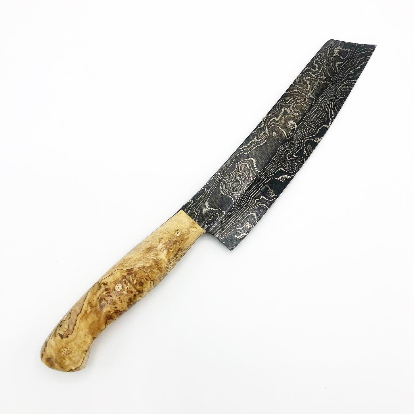 Black Damascus Spalted Maple Chef Knife 001 - No One Alike
