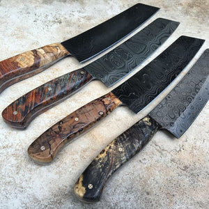 Black Damascus Chef Knife Buck Eye Burl 003 - No One Alike