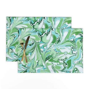 READY TO SHIP Misty Jade Placemat Pair