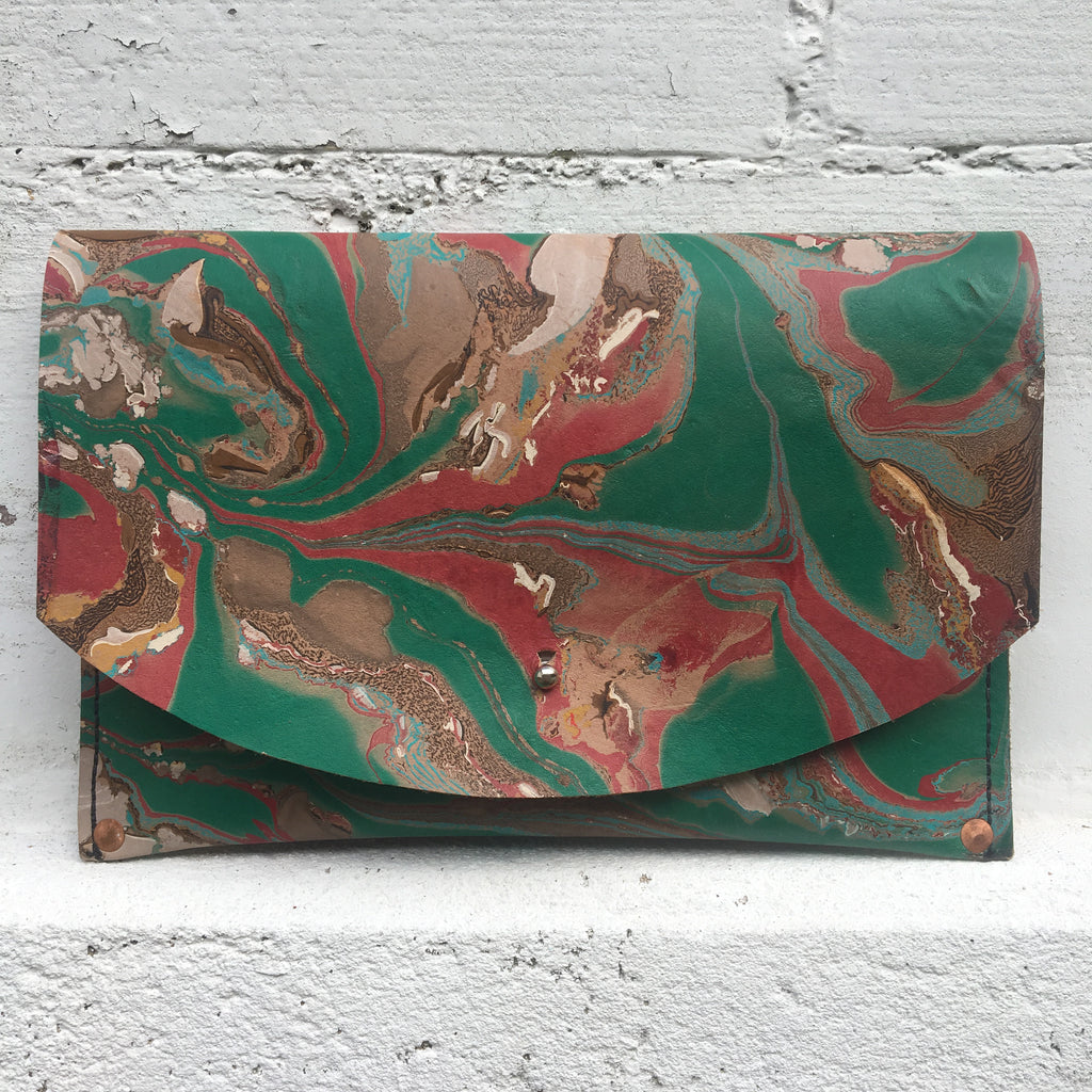 Hard Back Curved Clutch Pthalo Green - No One Alike
