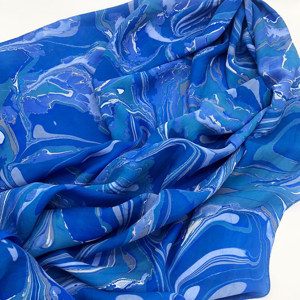 Cerulean Blue Large Silk Wrap - No One Alike