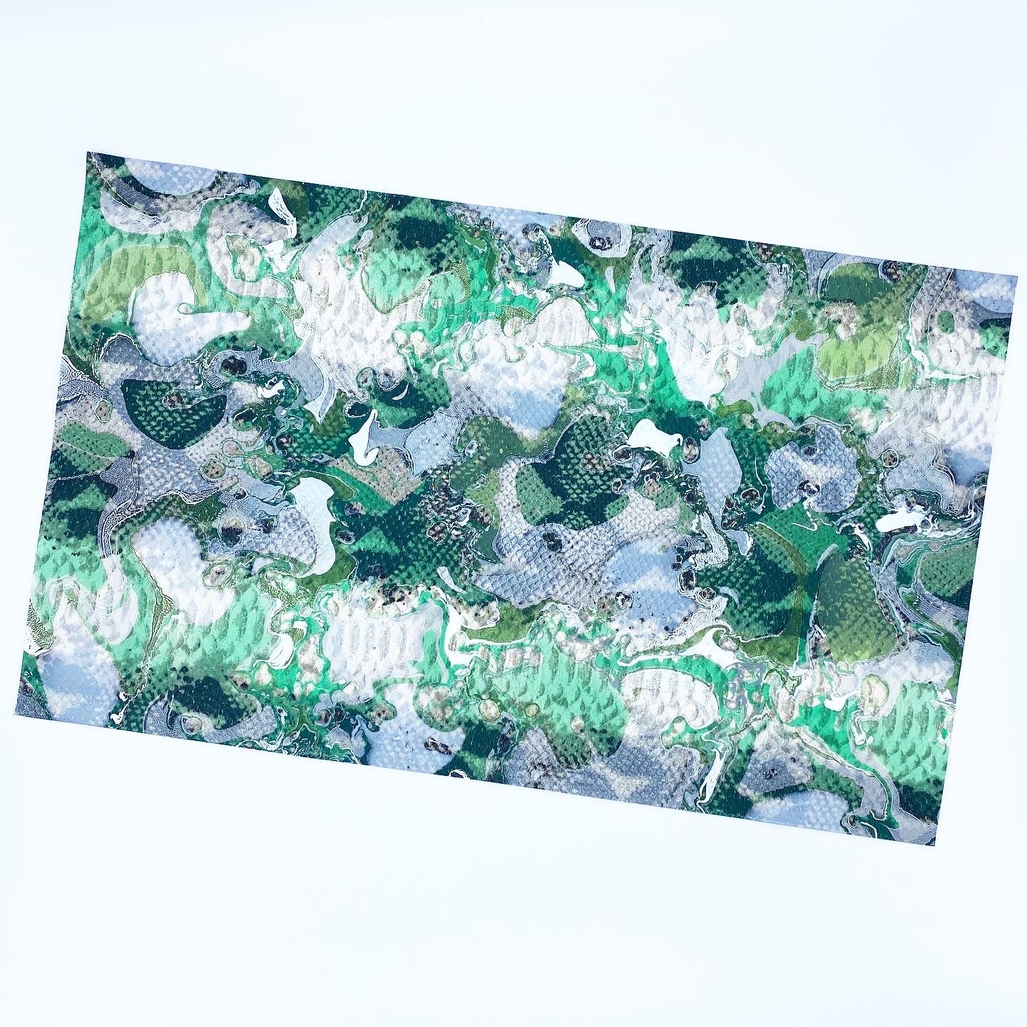 Sparkling Jade Embossed Lizard Large Leather Sheet