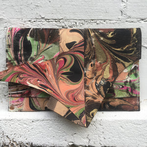 Mixed Media Clutch Peach & Green - No One Alike