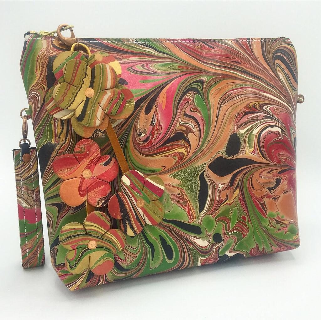 Green & Pink Floral Pouch Clutch - No One Alike