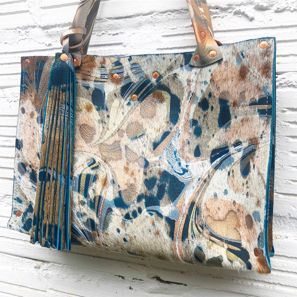 Hair on Hide Blue Jackie O Bag - No One Alike