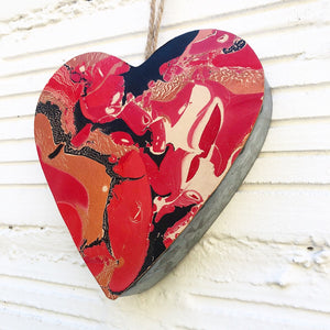 Red Crackle Leather Heart - No One Alike